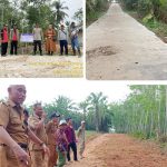 Aparatur Desa Budi Aji Bangun Jalan Rabat Beton.