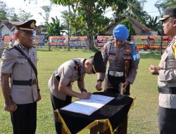 Polres Tulang Bawang Gelar Upacara Sertijab Kasat Samapta, AKBP James Sampaikan Pesan Ini.